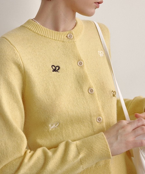 ハート刺繍 ニットカーディガン FC25S137【Fano Studios】【2025SS