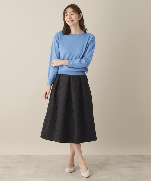 セール】【通勤／後ろウエストゴム／手洗い可】ジャカードタックス