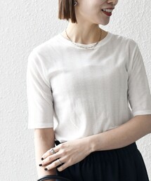 SHIPS any | SHIPS any:〈洗濯機可能〉シアー リブ ハーフ スリーブ クルーネック TEE(Tシャツ/カットソー)