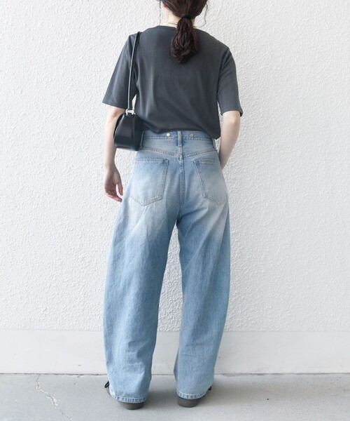 SHIPS any（シップス エニィ）の「SHIPS any:〈洗濯機可能〉シアー リブ ハーフ スリーブ クルーネック TEE（Tシャツ/カットソー・レディース・ホワイト/チャコールグレー/キャメル・ONE SIZE）」の10枚目の写真