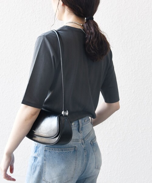 SHIPS any（シップス エニィ）の「SHIPS any:〈洗濯機可能〉シアー リブ ハーフ スリーブ クルーネック TEE（Tシャツ/カットソー・レディース・ホワイト/チャコールグレー/キャメル・ONE SIZE）」の12枚目の写真