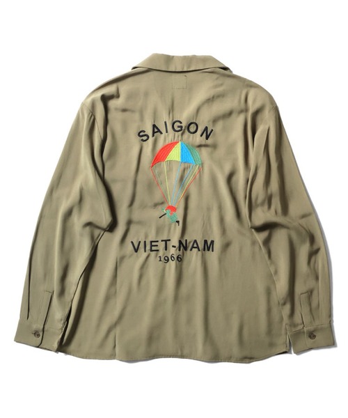 HOUSTON（ヒューストン）の「HOUSTON スーベニアシャツ（VIETNAM）（シャツ/ブラウス・メンズ・ブラック/オフホワイト/オリーブ・MEDIUM/LARGE/X-LARGE/XX-LARGE）」の6枚目の写真