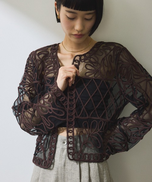 WEB限定】チュール刺繍カーディガン / tampo / ADAM ET ROPÉ