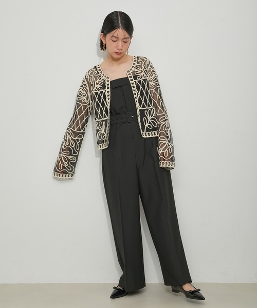 ADAM ET ROPE'（アダムエロペ）の「【WEB限定】・【新色追加】チュール刺繍カーディガン（カーディガン/ボレロ・レディース・オフホワイト/ブラック系その他2/ブラック系その他3・FREE）」の21枚目の写真
