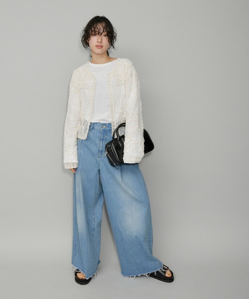 ADAM ET ROPE'（アダムエロペ）の「【WEB限定】・【新色追加】チュール刺繍カーディガン（カーディガン/ボレロ・レディース・オフホワイト/ブラック系その他2/ブラック系その他3・FREE）」の20枚目の写真