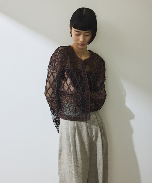 WEB限定】・【新色追加】チュール刺繍カーディガン