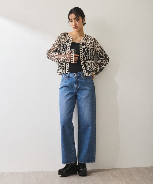 ADAM ET ROPE'（アダムエロペ）の「【WEB限定】・【新色追加】チュール刺繍カーディガン（カーディガン/ボレロ・レディース・オフホワイト/ブラック系その他2/ブラック系その他3・FREE）」の12枚目の写真
