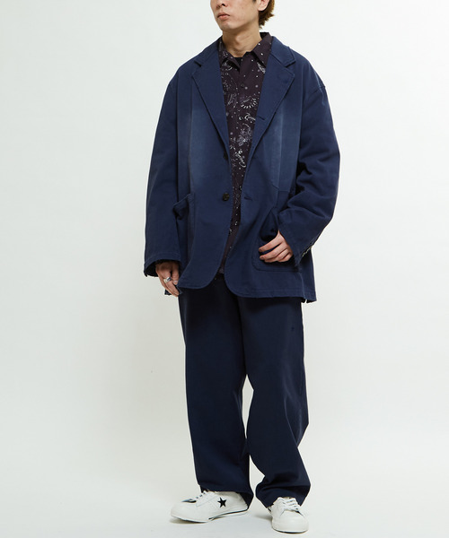 CONVERSE TOKYO（コンバーストウキョウ）の「PIGMENT DYE DISTRESSED TAILORED JACKET（テーラードジャケット・レディース・ホワイト/ネイビー/スミクロ・SMALL/MEDIUM）」の7枚目の写真