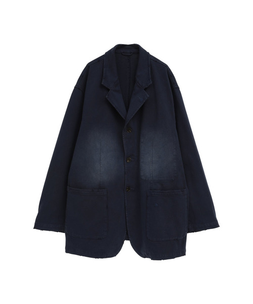 【美品】 CLANE x CONVERSE TOKYO ジャケット 黒 セール】PIGMENT DYE DISTRESSED TAILORED JACKET（テーラード