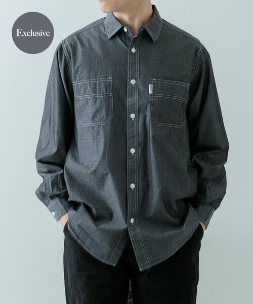 ITEMS URBANRESEARCH(アイテムズ アーバンリサーチ)の「GUNGHO シャンブレーワークシャツ(シャツ/ブラウス・メンズ・ブラック/ブルー・MEDIUM/LARGE)」の2枚目の写真