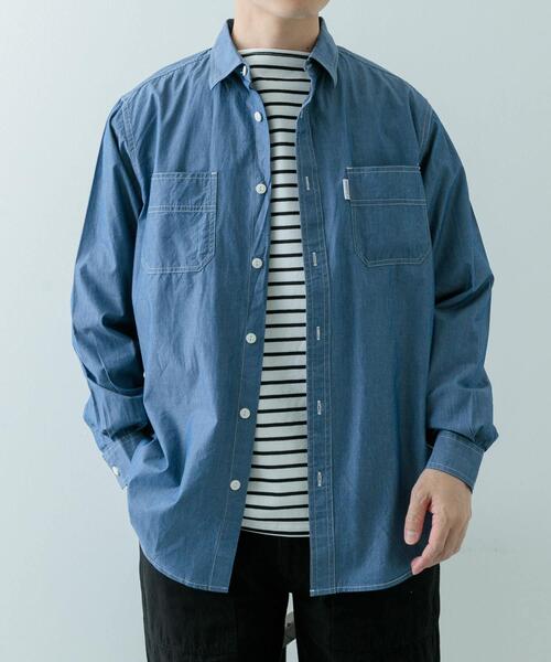 ITEMS URBANRESEARCH(アイテムズ アーバンリサーチ)の「GUNGHO シャンブレーワークシャツ(シャツ/ブラウス・メンズ・ブラック/ブルー・MEDIUM/LARGE)」の3枚目の写真