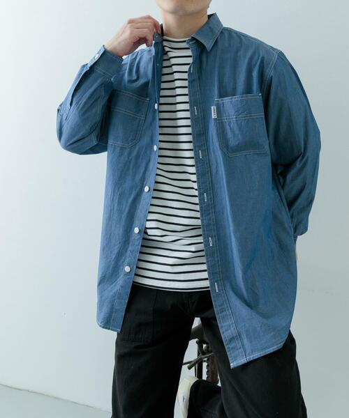 ITEMS URBANRESEARCH(アイテムズ アーバンリサーチ)の「GUNGHO シャンブレーワークシャツ(シャツ/ブラウス・メンズ・ブラック/ブルー・MEDIUM/LARGE)」の4枚目の写真
