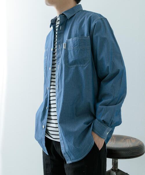 ITEMS URBANRESEARCH(アイテムズ アーバンリサーチ)の「GUNGHO シャンブレーワークシャツ(シャツ/ブラウス・メンズ・ブラック/ブルー・MEDIUM/LARGE)」の5枚目の写真