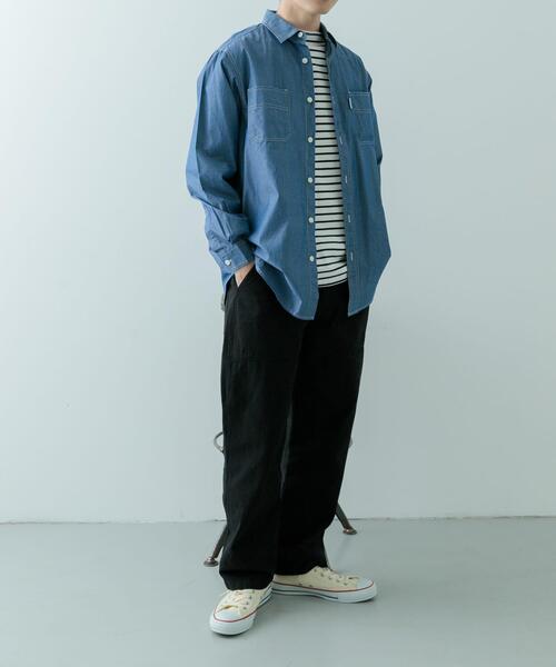 ITEMS URBANRESEARCH(アイテムズ アーバンリサーチ)の「GUNGHO シャンブレーワークシャツ(シャツ/ブラウス・メンズ・ブラック/ブルー・MEDIUM/LARGE)」の6枚目の写真
