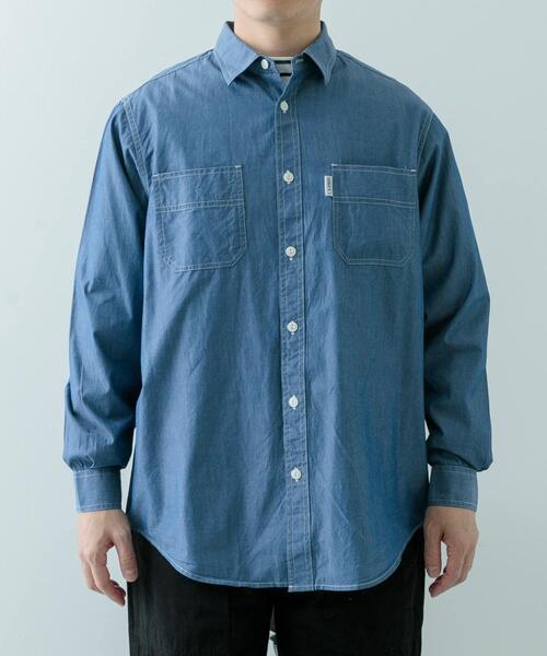 ITEMS URBANRESEARCH(アイテムズ アーバンリサーチ)の「GUNGHO シャンブレーワークシャツ(シャツ/ブラウス・メンズ・ブラック/ブルー・MEDIUM/LARGE)」の7枚目の写真