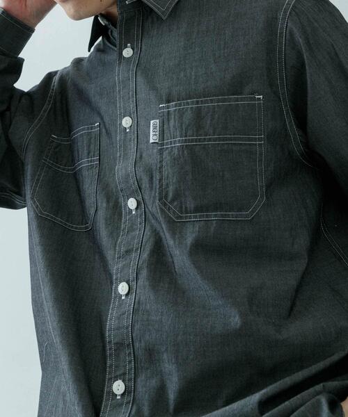 ITEMS URBANRESEARCH(アイテムズ アーバンリサーチ)の「GUNGHO シャンブレーワークシャツ(シャツ/ブラウス・メンズ・ブラック/ブルー・MEDIUM/LARGE)」の15枚目の写真