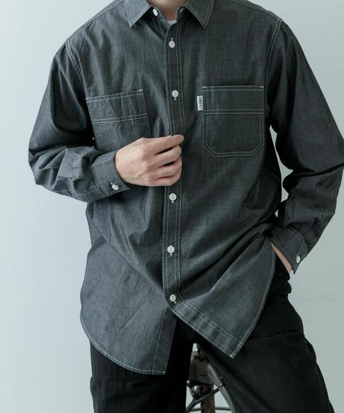 ITEMS URBANRESEARCH(アイテムズ アーバンリサーチ)の「GUNGHO シャンブレーワークシャツ(シャツ/ブラウス・メンズ・ブラック/ブルー・MEDIUM/LARGE)」の16枚目の写真
