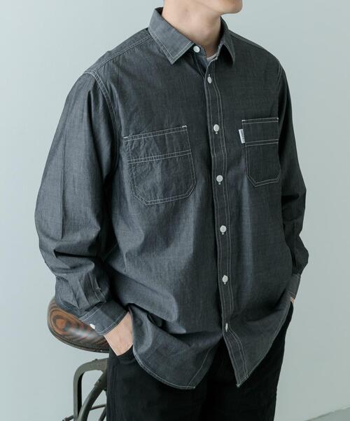 ITEMS URBANRESEARCH(アイテムズ アーバンリサーチ)の「GUNGHO シャンブレーワークシャツ(シャツ/ブラウス・メンズ・ブラック/ブルー・MEDIUM/LARGE)」の17枚目の写真
