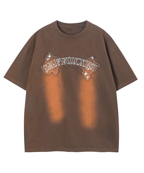 Ressaca(レサーカ)の「オーバーサイズユーズド加工刺繍ロゴTシャツ(Tシャツ/カットソー・メンズ・ブラック/ブラウン・M/L/XL)」の1枚目の写真