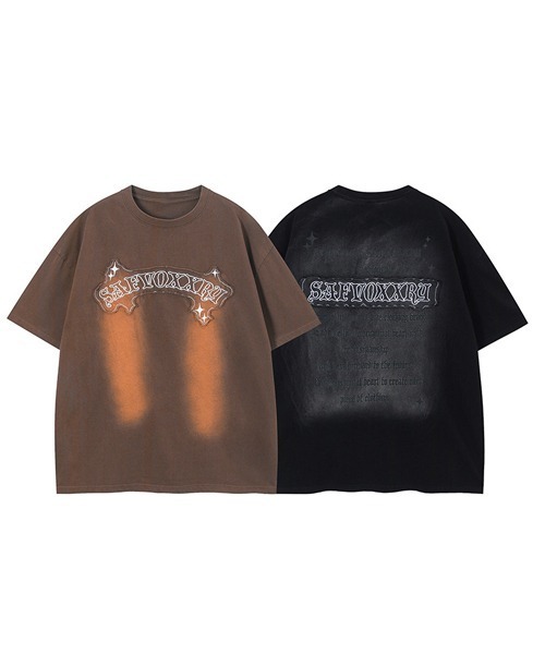Ressaca(レサーカ)の「オーバーサイズユーズド加工刺繍ロゴTシャツ(Tシャツ/カットソー・メンズ・ブラック/ブラウン・M/L/XL)」の5枚目の写真