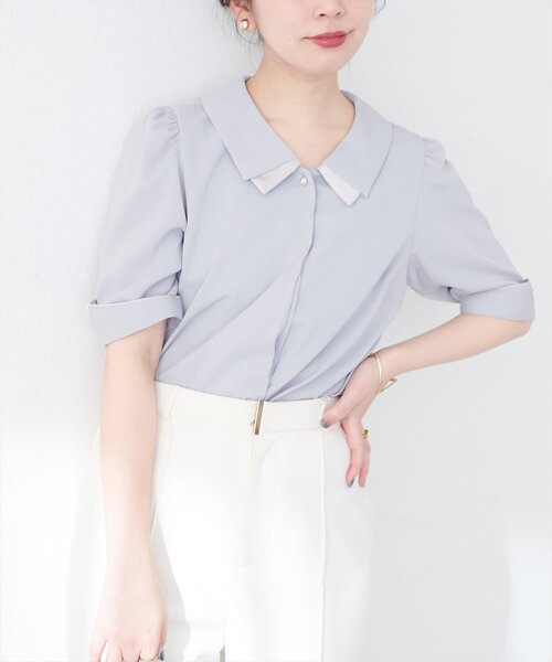 セール】【WEB限定】osono配色重ね衿三角カフスブラウス（シャツ