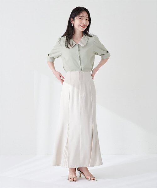 natural couture（ナチュラルクチュール）の「【WEB限定】osono配色重ね衿三角カフスブラウス（シャツ/ブラウス・レディース・サックスブルー/オフホワイト/ミント/ピンク/ネイビー/ドット・FREE）」の21枚目の写真