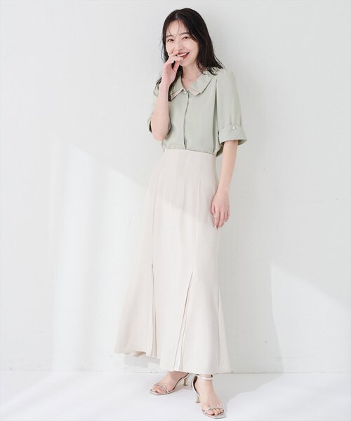 natural couture（ナチュラルクチュール）の「【WEB限定】osono配色重ね衿三角カフスブラウス（シャツ/ブラウス・レディース・サックスブルー/オフホワイト/ミント/ピンク/ネイビー/ドット・FREE）」の22枚目の写真