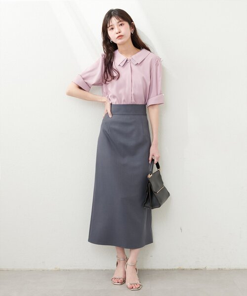 natural couture（ナチュラルクチュール）の「【WEB限定】osono配色重ね衿三角カフスブラウス（シャツ/ブラウス・レディース・サックスブルー/オフホワイト/ミント/ピンク/ネイビー/ドット・FREE）」の7枚目の写真