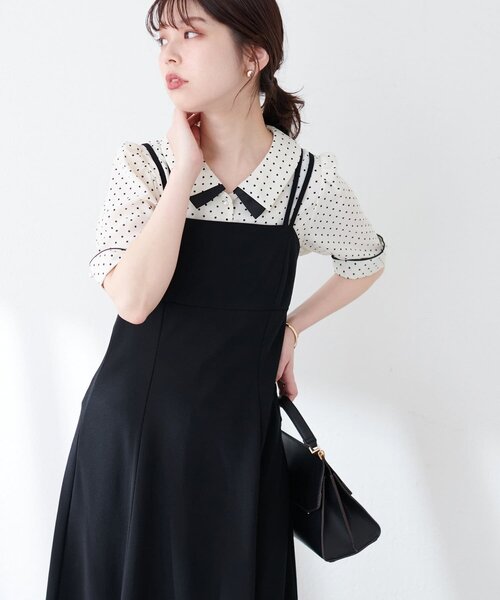 natural couture（ナチュラルクチュール）の「【WEB限定】osono配色重ね衿三角カフスブラウス（シャツ/ブラウス・レディース・サックスブルー/オフホワイト/ミント/ピンク/ネイビー/ドット・FREE）」の12枚目の写真