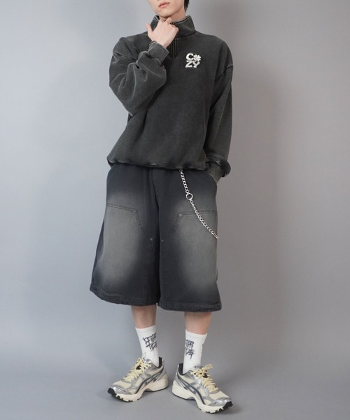 SPINNS（スピンズ）の「ハーフジップワンポイントロゴスウェット/クローバー（スウェット・メンズ・杢グレー/ブラック系その他/ブラック・ONESIZE）」の16枚目の写真