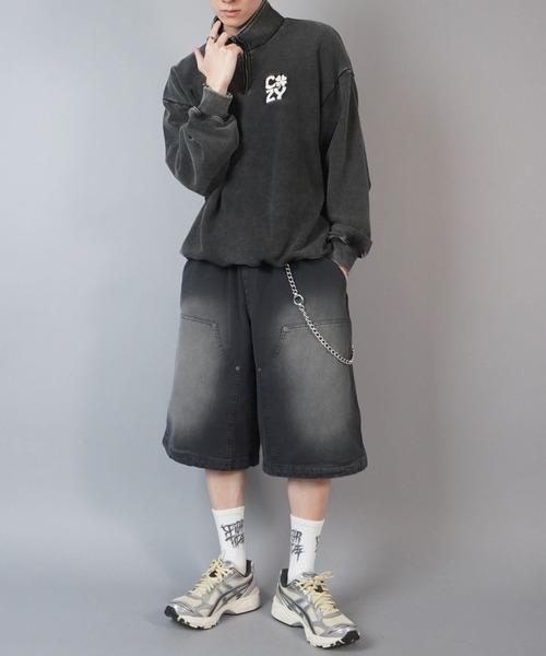 SPINNS（スピンズ）の「ハーフジップワンポイントロゴスウェット/クローバー（スウェット・メンズ・杢グレー/ブラック系その他/ブラック・ONESIZE）」の17枚目の写真