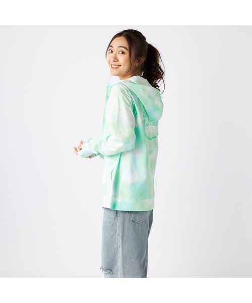 RUSTY（ラスティ）の「RUSTY ラスティ ブランド ロゴ タイダイ ニコちゃん UVカット フルジップ 長袖 パーカー ラッシュガード（パーカー・レディース・ピンク/グリーン/パープル/ネイビー/ピンク系その他・M/L/LL）」の17枚目の写真