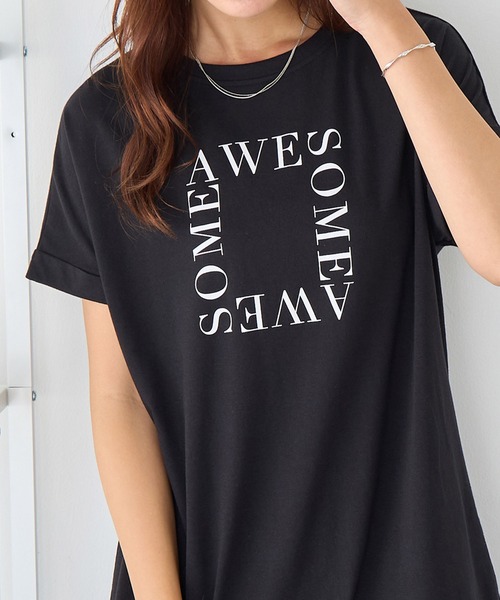 Viola e Viola(ヴィオラエヴィオラ)の「大人の華やかプリントチュニックTシャツ(チュニック・レディース・ブラック/チャコール/ホワイト・3L/LL/L/M)」の22枚目の写真