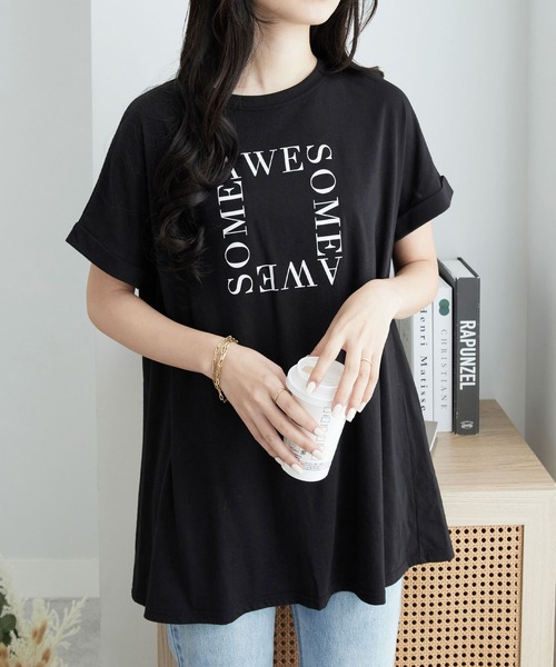 Viola e Viola(ヴィオラエヴィオラ)の「大人の華やかプリントチュニックTシャツ(チュニック・レディース・ブラック/チャコール/ホワイト・3L/LL/L/M)」の13枚目の写真