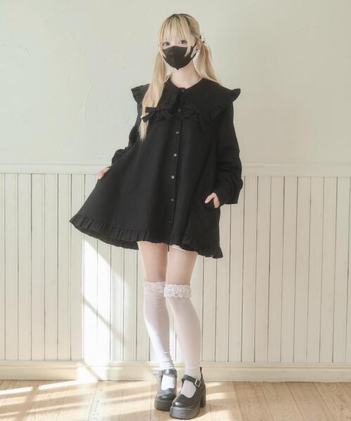 whinny プリプリフラワーワンピ　ブラック Whinny（ホワイニー）の「Whinny/プリプリフラワーワンピ（ワンピース