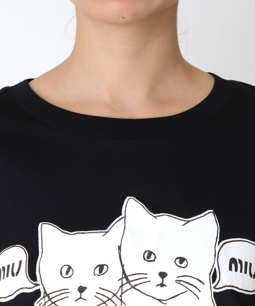 miu miu 黒猫プリント Tシャツ