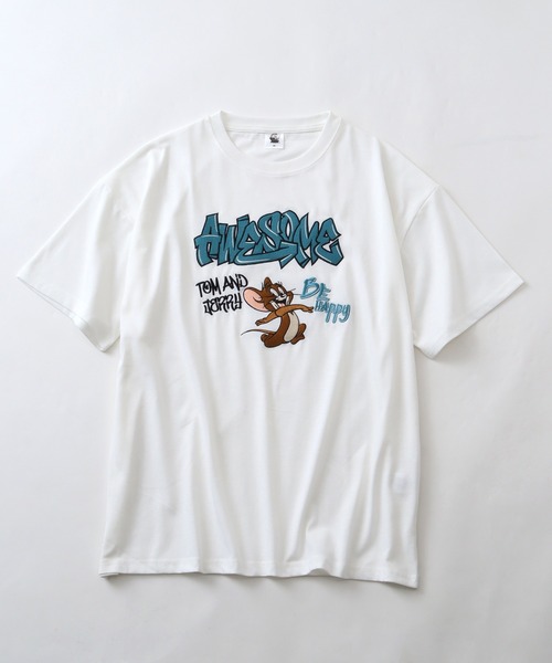 Tom&Jerry(トムアンドジェリー)の「【Tom & Jerry/トム & ジェリー】 アートワークデザイン 総刺繍 半袖クルーネックTシャツ(Tシャツ/カットソー・レディース・パープル/スミクロ/オフホワイト/杢グレー・M/L)」の22枚目の写真