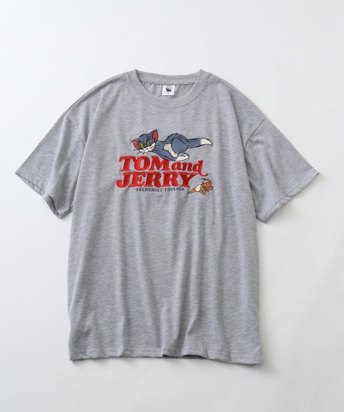 Tom&Jerry(トムアンドジェリー)の「【Tom & Jerry/トム & ジェリー】 アートワークデザイン 総刺繍 半袖クルーネックTシャツ(Tシャツ/カットソー・レディース・パープル/スミクロ/オフホワイト/杢グレー・M/L)」の17枚目の写真
