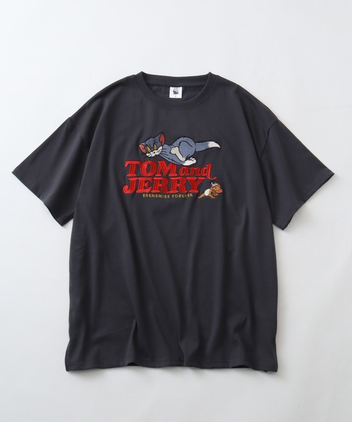 Tom&Jerry(トムアンドジェリー)の「【Tom & Jerry/トム & ジェリー】 アートワークデザイン 総刺繍 半袖クルーネックTシャツ(Tシャツ/カットソー・レディース・パープル/スミクロ/オフホワイト/杢グレー・M/L)」の20枚目の写真