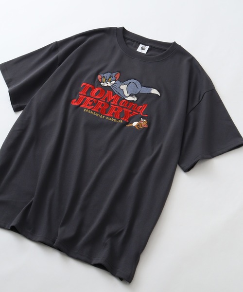 Tom&Jerry(トムアンドジェリー)の「【Tom & Jerry/トム & ジェリー】 アートワークデザイン 総刺繍 半袖クルーネックTシャツ(Tシャツ/カットソー・レディース・パープル/スミクロ/オフホワイト/杢グレー・M/L)」の18枚目の写真