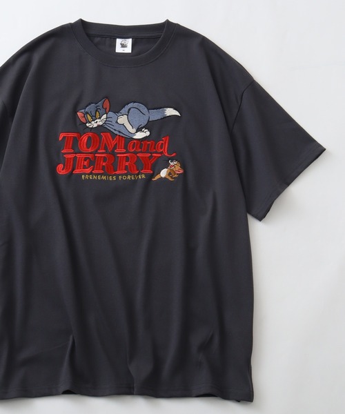 Tom&Jerry(トムアンドジェリー)の「【Tom & Jerry/トム & ジェリー】 アートワークデザイン 総刺繍 半袖クルーネックTシャツ(Tシャツ/カットソー・レディース・パープル/スミクロ/オフホワイト/杢グレー・M/L)」の8枚目の写真