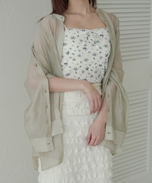 sleeve slit sheer button shirt / 袖スリットシアーボタンシャツ