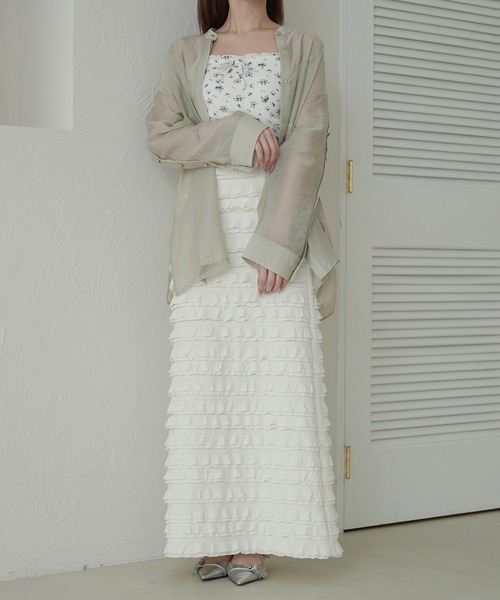 Ambre Neige(アンブルネージュ)の「sleeve slit sheer button shirt / 袖スリットシアーボタンシャツ(シャツ/ブラウス・レディース・アイボリー/ピンクベージュ/ブルー系その他/ライトグリーン・FREE)」の15枚目の写真