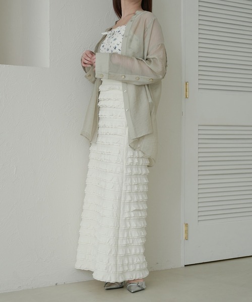 Ambre Neige(アンブルネージュ)の「sleeve slit sheer button shirt / 袖スリットシアーボタンシャツ(シャツ/ブラウス・レディース・アイボリー/ピンクベージュ/ブルー系その他/ライトグリーン・FREE)」の16枚目の写真