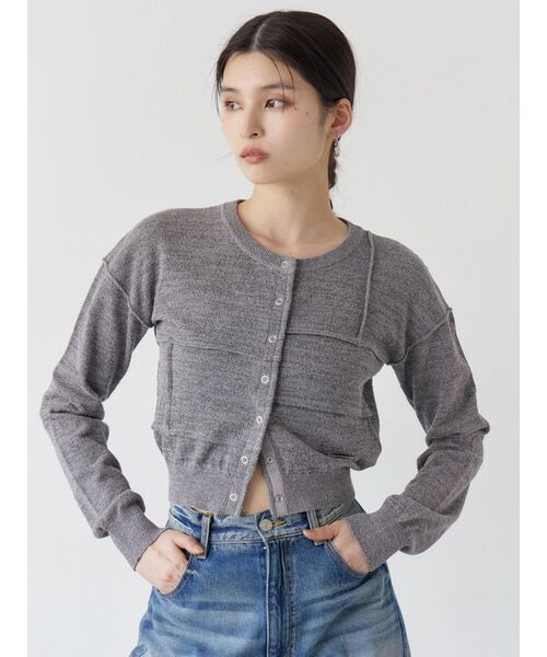 MURUA（ムルーア）の「スウィッチングカーデ（カーディガン/ボレロ・レディース・ブラック/ライトブルー/グレー・FREE）」の7枚目の写真
