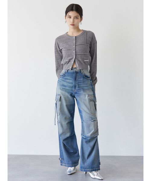 MURUA（ムルーア）の「スウィッチングカーデ（カーディガン/ボレロ・レディース・ブラック/ライトブルー/グレー・FREE）」の9枚目の写真