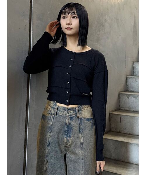 MURUA（ムルーア）の「スウィッチングカーデ（カーディガン/ボレロ・レディース・ブラック/ライトブルー/グレー・FREE）」の11枚目の写真