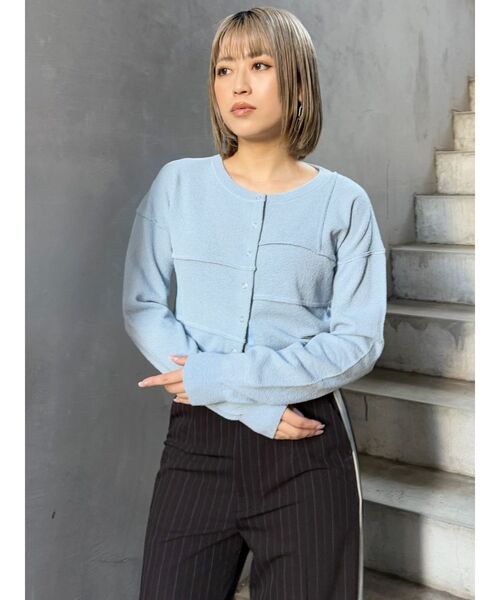 MURUA（ムルーア）の「スウィッチングカーデ（カーディガン/ボレロ・レディース・ブラック/ライトブルー/グレー・FREE）」の15枚目の写真