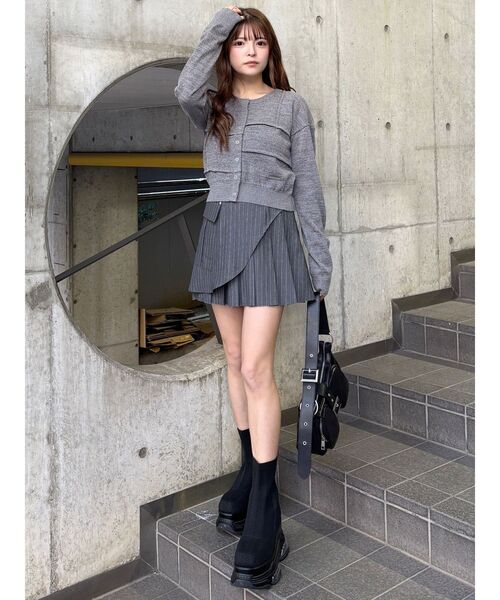 MURUA（ムルーア）の「スウィッチングカーデ（カーディガン/ボレロ・レディース・ブラック/ライトブルー/グレー・FREE）」の22枚目の写真