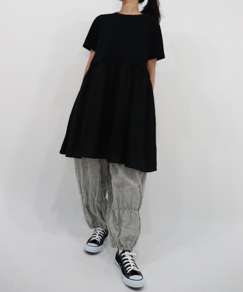 haupia（ハウピア）の「草原の風をまとうパンツ【パンツ】（その他パンツ・レディース・ブラック/ネイビー/ストライプ・MEDIUM）」の20枚目の写真